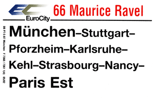 Zuglaufschild des EC 66
